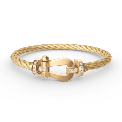 [✨Rose💎]FORCE LARGE HORSESHOE HALF DIAMOND BRACELET GOLD