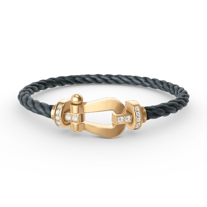 [✨Rose💎]FORCE LARGE HORSESHOE HALF DIAMOND BRACELET GOLD