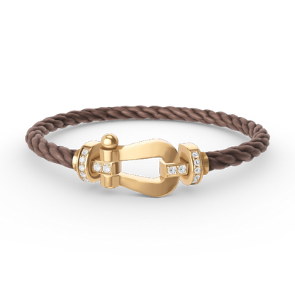 [✨Rose💎]FORCE LARGE HORSESHOE HALF DIAMOND BRACELET GOLD