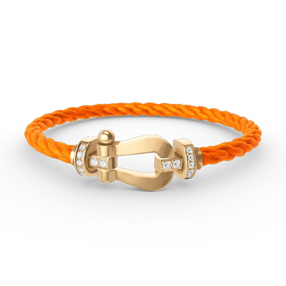 [✨Rose💎]FORCE LARGE HORSESHOE HALF DIAMOND BRACELET GOLD