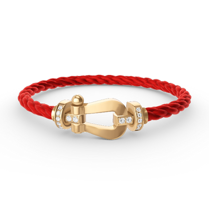 [✨Rose💎]FORCE LARGE HORSESHOE HALF DIAMOND BRACELET GOLD