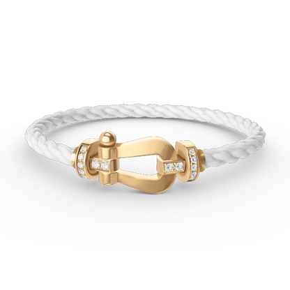 [✨Rose💎]FORCE LARGE HORSESHOE HALF DIAMOND BRACELET GOLD