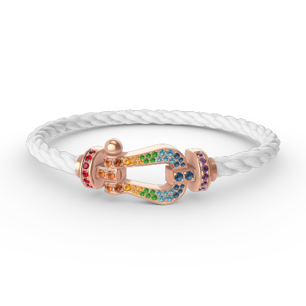 [✨Rose💎]FORCE LARGE HORSESHOE  COLORED DIAMOND BRACELET ROSE GOLD