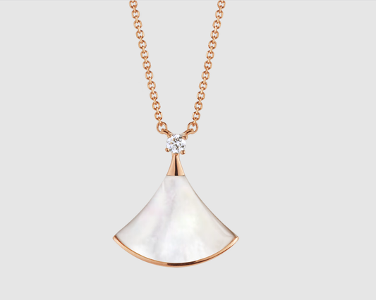 [✨Rose💎]DREAM NECKLACE WHITE MOP PINK GOLD 1 DIAMOND