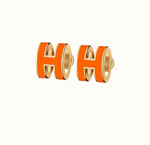 [✨Rose💎]MINI POP H EARRINGS ORANGE