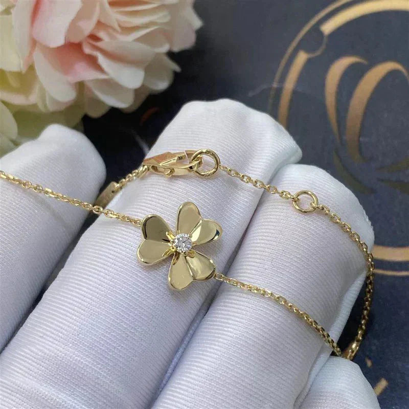 [✨Rose💎]FRIVOLE GOLD FLOWER PINK MALACHITE BRACELET