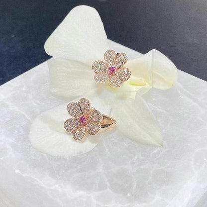 [✨Rose💎]FRIVOLE PINK GOLD FLOWER DIAMOND EARRINGS