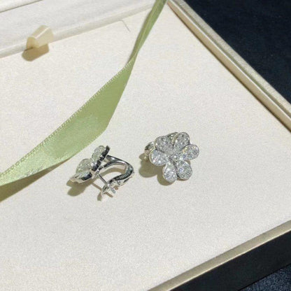 [✨Rose💎]FRIVOLE SILVER FLOWER DIAMOND EARRINGS