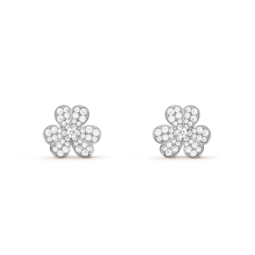 [✨Rose💎]FRIVOLE SILVER FLOWER DIAMOND EARRINGS