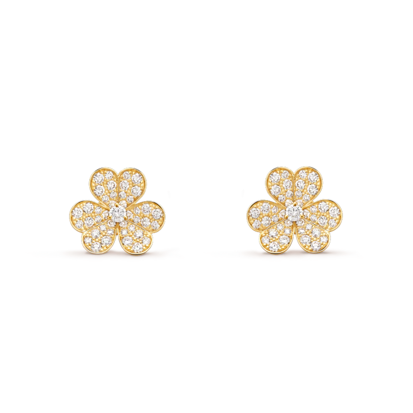 [✨Rose💎]FRIVOLE GOLD FLOWER DIAMOND EARRINGS