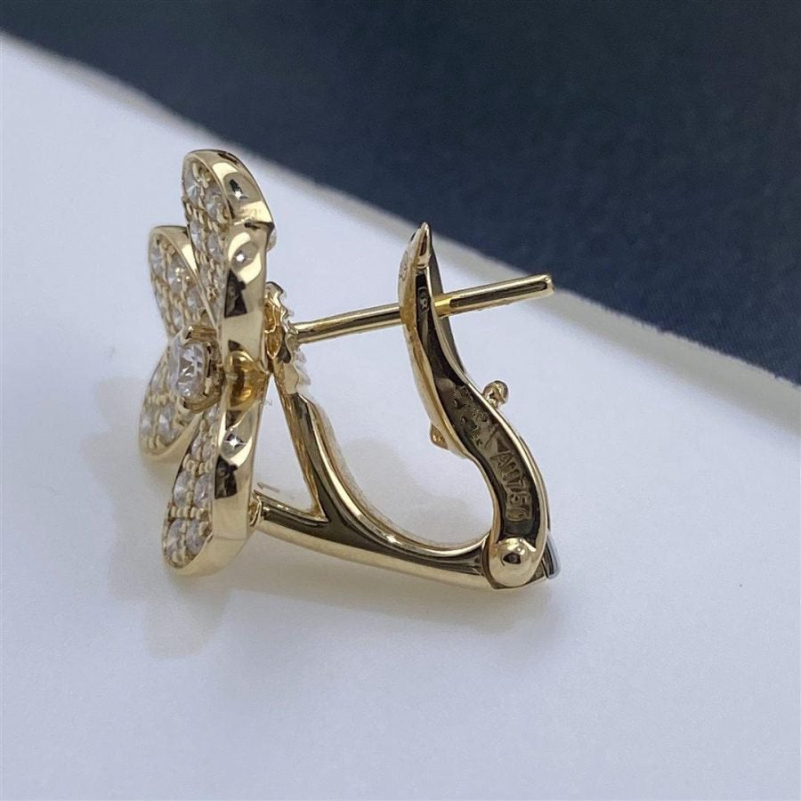 [✨Rose💎]FRIVOLE GOLD FLOWER DIAMOND EARRINGS