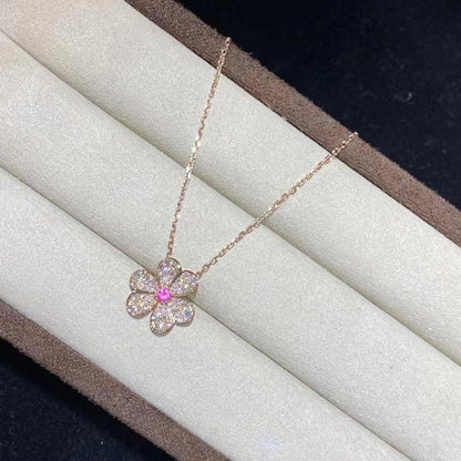 [✨Rose💎]FRIVOLE ROSE GOLD FLOWER DIAMOND NECKLACE