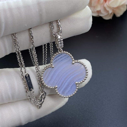 [✨Rose💎]CLOVER SILVER CHALCEDONY BIG CLOVER NECKLACE