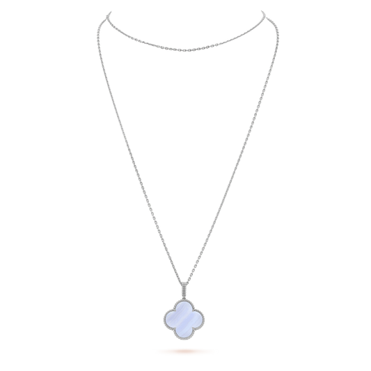 [✨Rose💎]CLOVER SILVER CHALCEDONY BIG CLOVER NECKLACE