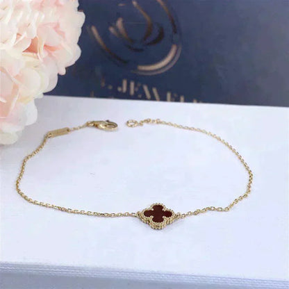 [✨Rose💎]CLOVER  CARNELIAN SINGLE FLOWER BRACELET