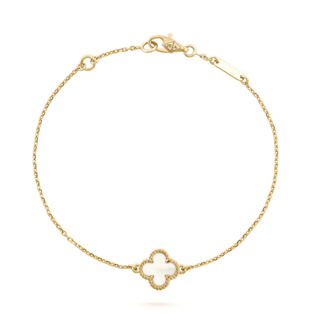 [✨Rose💎]CLOVER WHITE MOP SINGLE FLOWER BRACELET