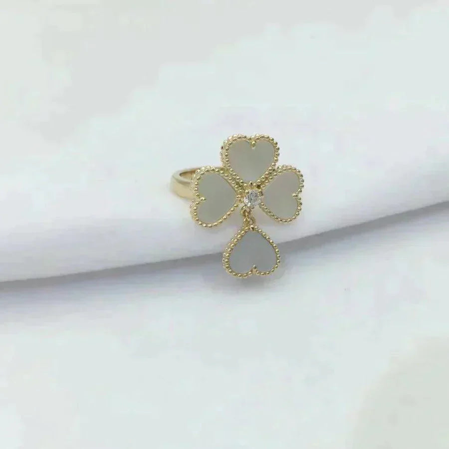 [✨Rose💎]SWEET CLOVER WHITE MOP RING