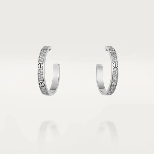 [✨Rose💎]LOVE DIAMOND SILVER HOOP EARRINGS