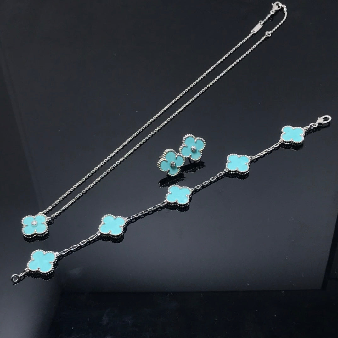 [✨Rose💎]CLOVER 1 DIAMOND BLUE SKY SILVER EARRINGS