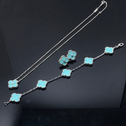[✨Rose💎]CLOVER 1 DIAMOND BLUE SKY SILVER EARRINGS