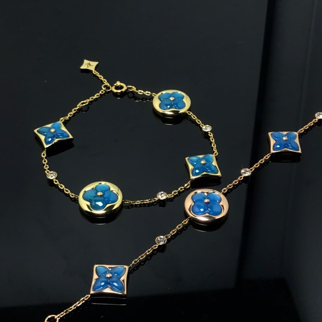 [✨Rose💎]STAR AND SUN 4 MOTIF BLUE BRACELET