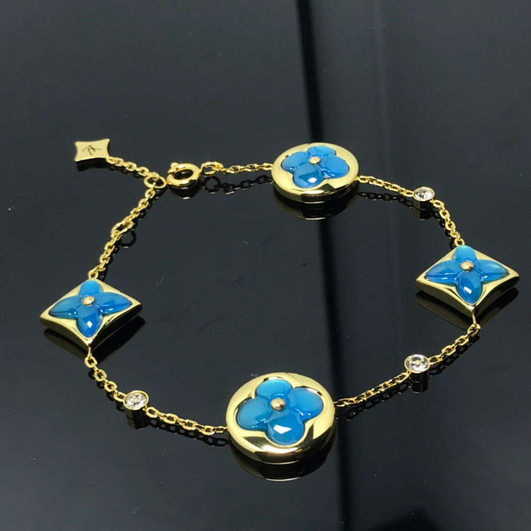[✨Rose💎]STAR AND SUN 4 MOTIF BLUE BRACELET