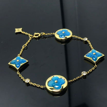 [✨Rose💎]STAR AND SUN 4 MOTIF BLUE BRACELET