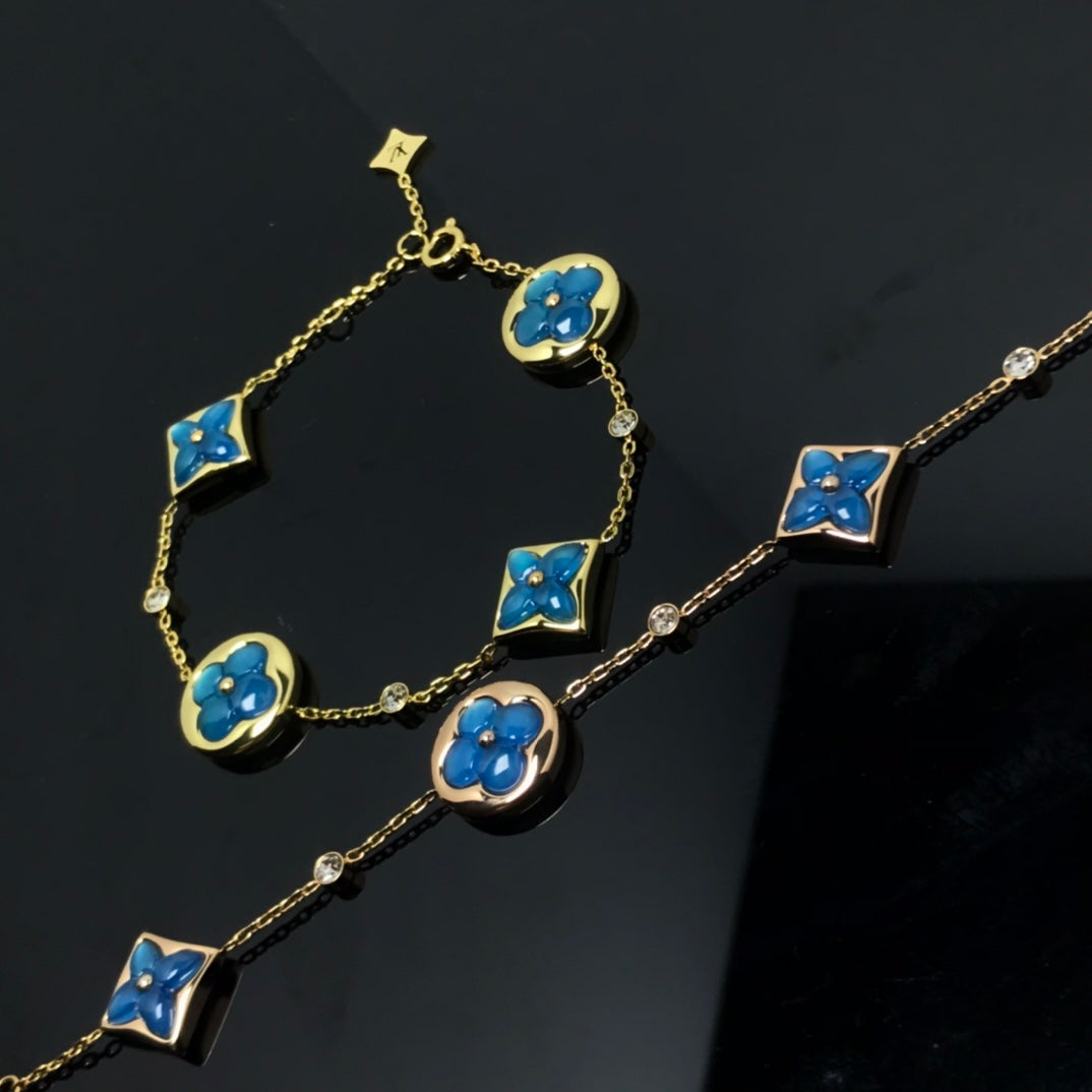 [✨Rose💎]STAR AND SUN 4 MOTIF BLUE BRACELET