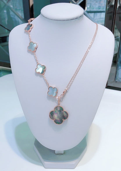 [✨Rose💎]COMBINED BRACELET 5 MOTIFS AND NECKLACE DARK MOP ROSE GOLD