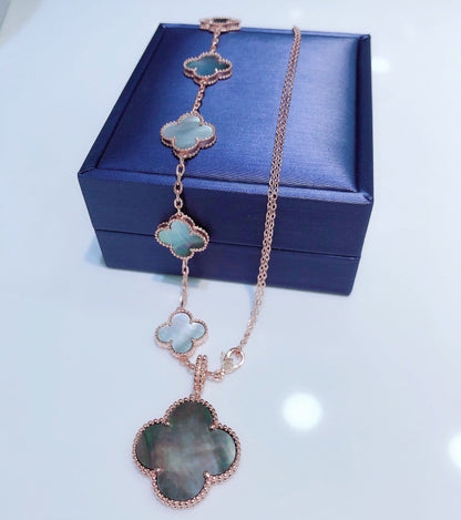[✨Rose💎]COMBINED BRACELET 5 MOTIFS AND NECKLACE DARK MOP ROSE GOLD