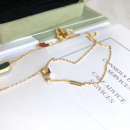 [✨Rose💎]LUCKY SPRING 4 MOTIFS ROSE GOLD NECKLACE
