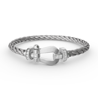 [✨Rose💎]FORCE LARGE HORSESHOE HALF DIAMOND BRACELET SILVER