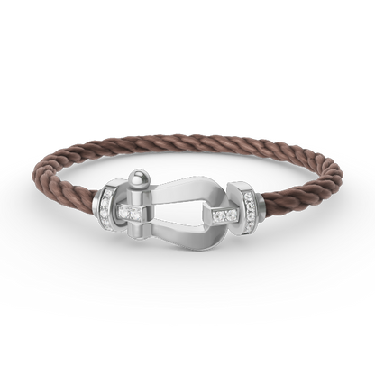 [✨Rose💎]FORCE LARGE HORSESHOE HALF DIAMOND BRACELET SILVER