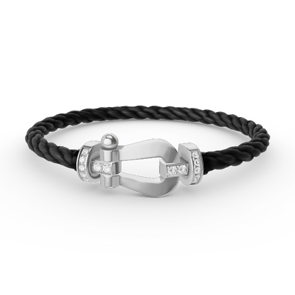 [✨Rose💎]FORCE LARGE HORSESHOE HALF DIAMOND BRACELET SILVER
