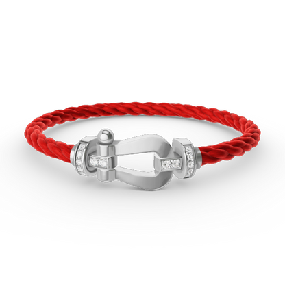 [✨Rose💎]FORCE LARGE HORSESHOE HALF DIAMOND BRACELET SILVER