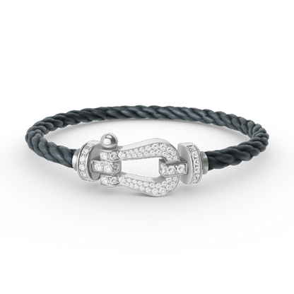 [✨Rose💎]FORCE LARGE HORSESHOE FULL DIAMOND BRACELET SILVER