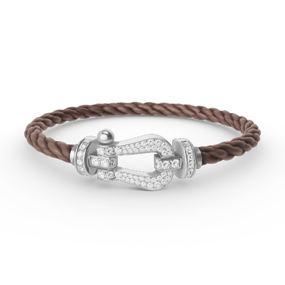 [✨Rose💎]FORCE LARGE HORSESHOE FULL DIAMOND BRACELET SILVER