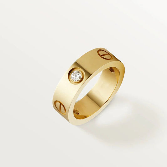 [✨Rose💎]LOVE RING 5.5MM 3 DIAMONDS PINK GOLD
