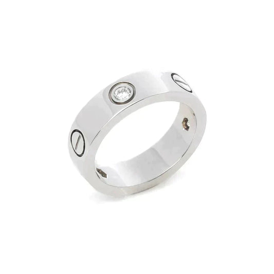 [✨Rose💎]LOVE RING 5.5MM 3 DIAMONDS SILVER